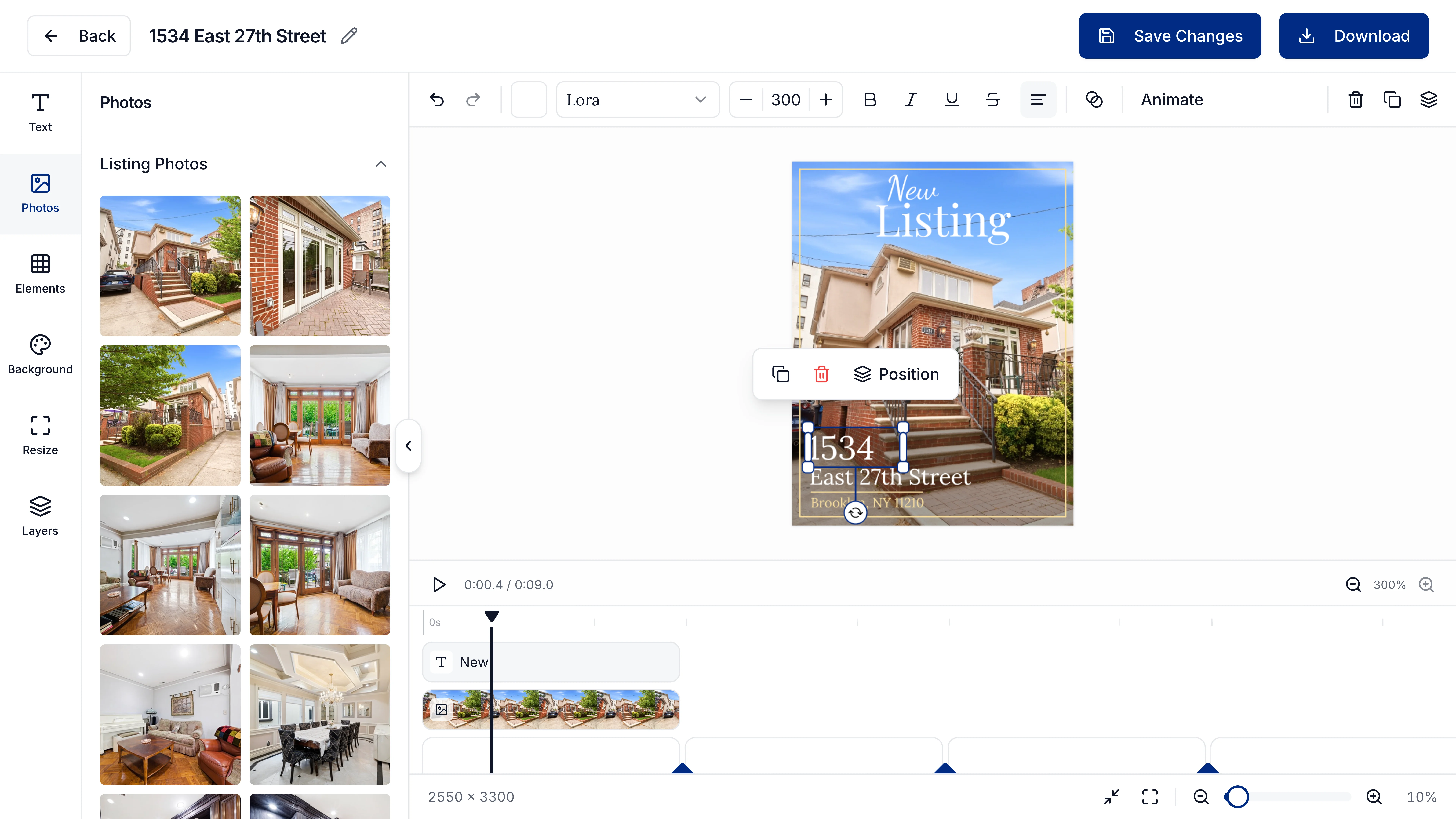 Photeria marketing editor for short-form video templates