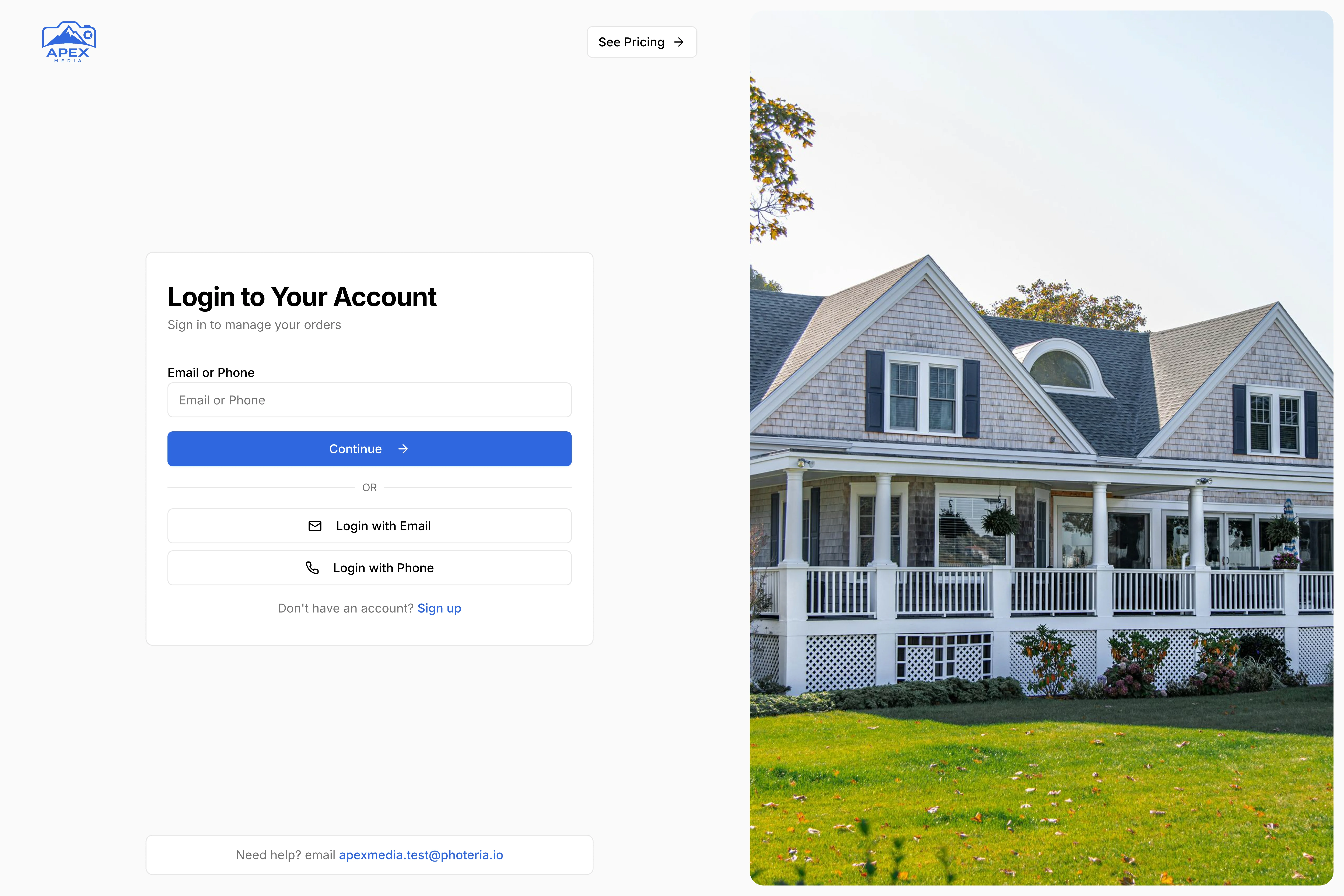 White-labeled photographer login page on a custom domain