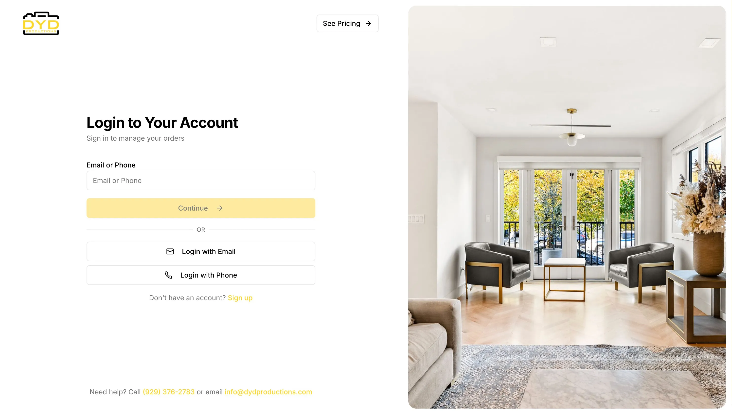 White-labeled client portal login page with custom branding for real estate agents